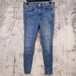 Rag & Bone High Rise Skinny Jeans Size 29 Blue Denim Raw Hem Women’s Classic